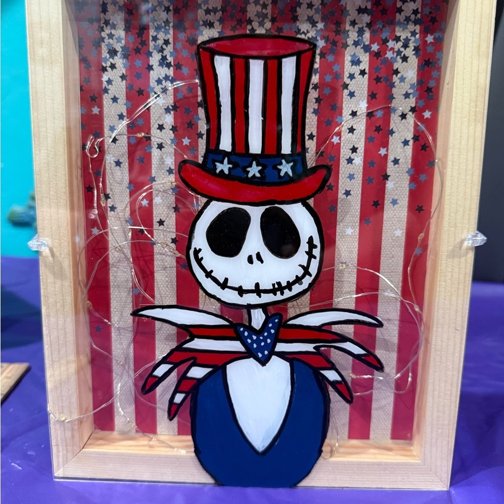 Patriotic Skeleton Art in Shadow Box